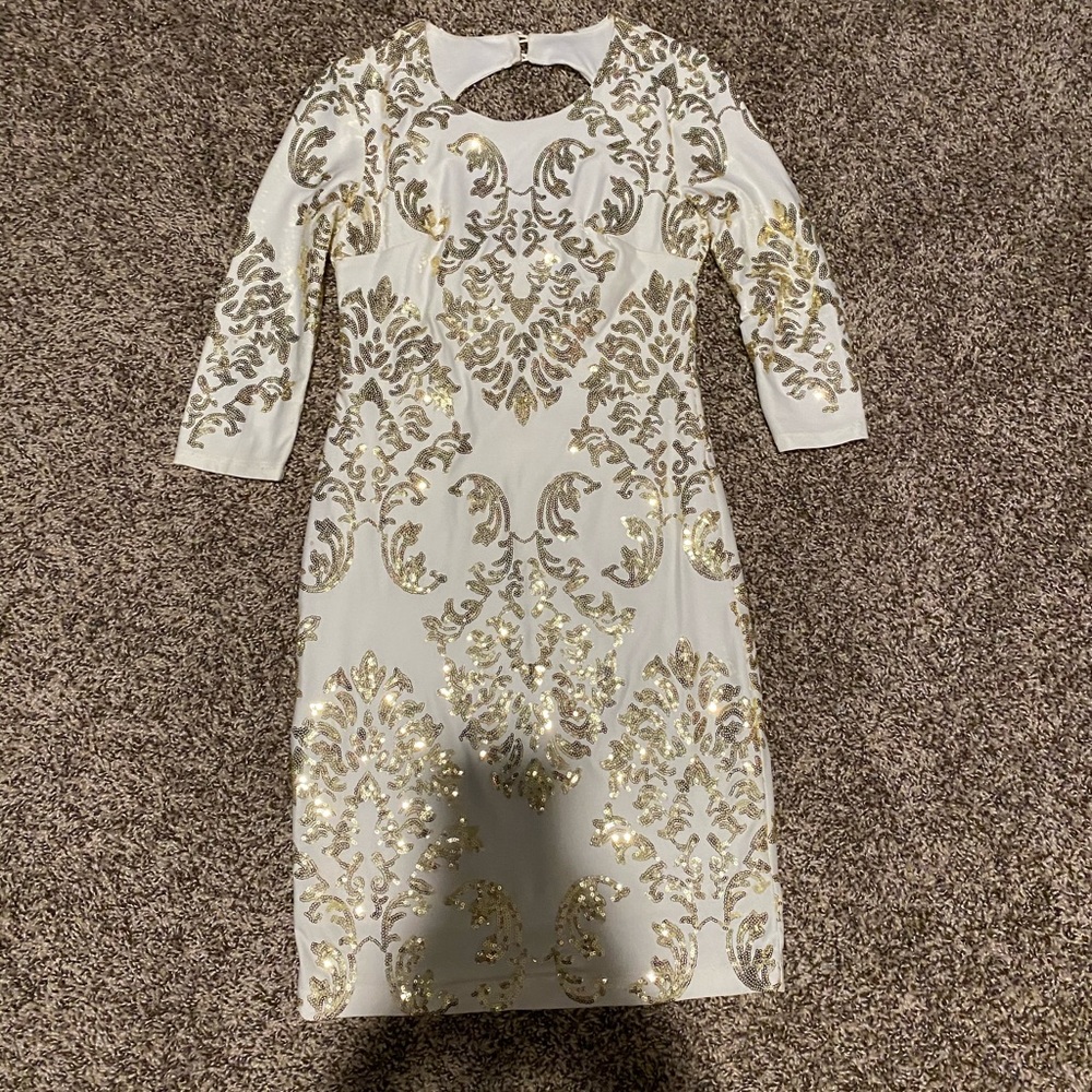 B. Darlin White & Gold Sequin Dress